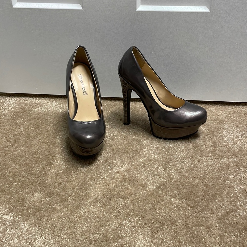 Platform heels, metallic brown, 3 inch heels